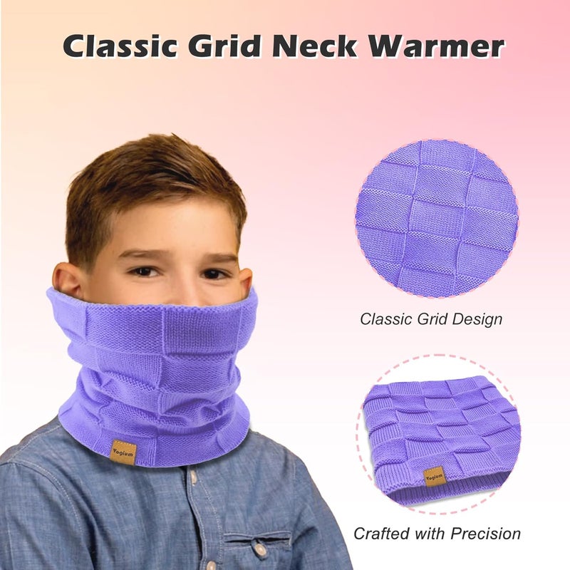Vogium Kids Double-layer Knit Neck Warmer Gaiter | Thermal Fleece Face Cover for 6-14 Year Olds Boys Girls | Ski, Play - Image 3